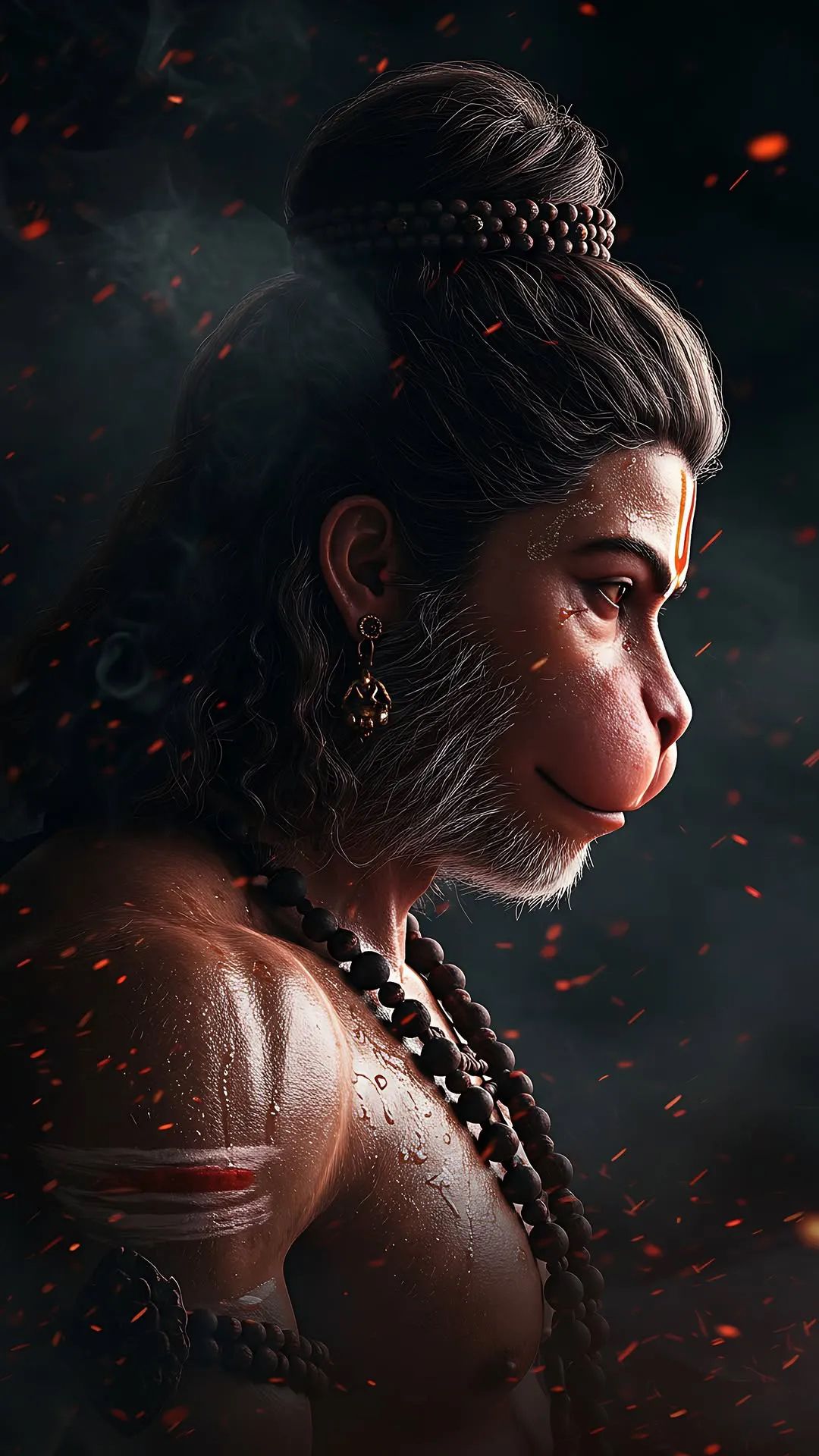Hanuman portrait with sparks devotional image