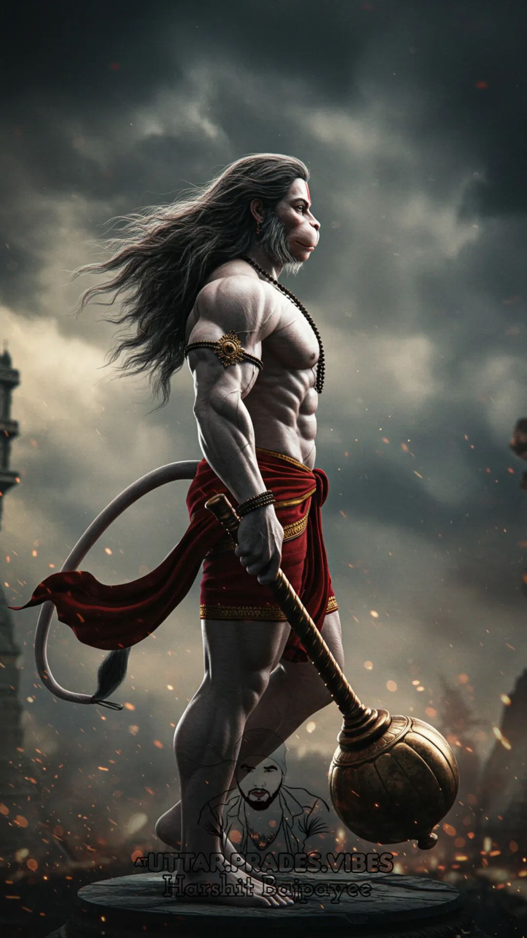 Hanuman with mace, divine protector image