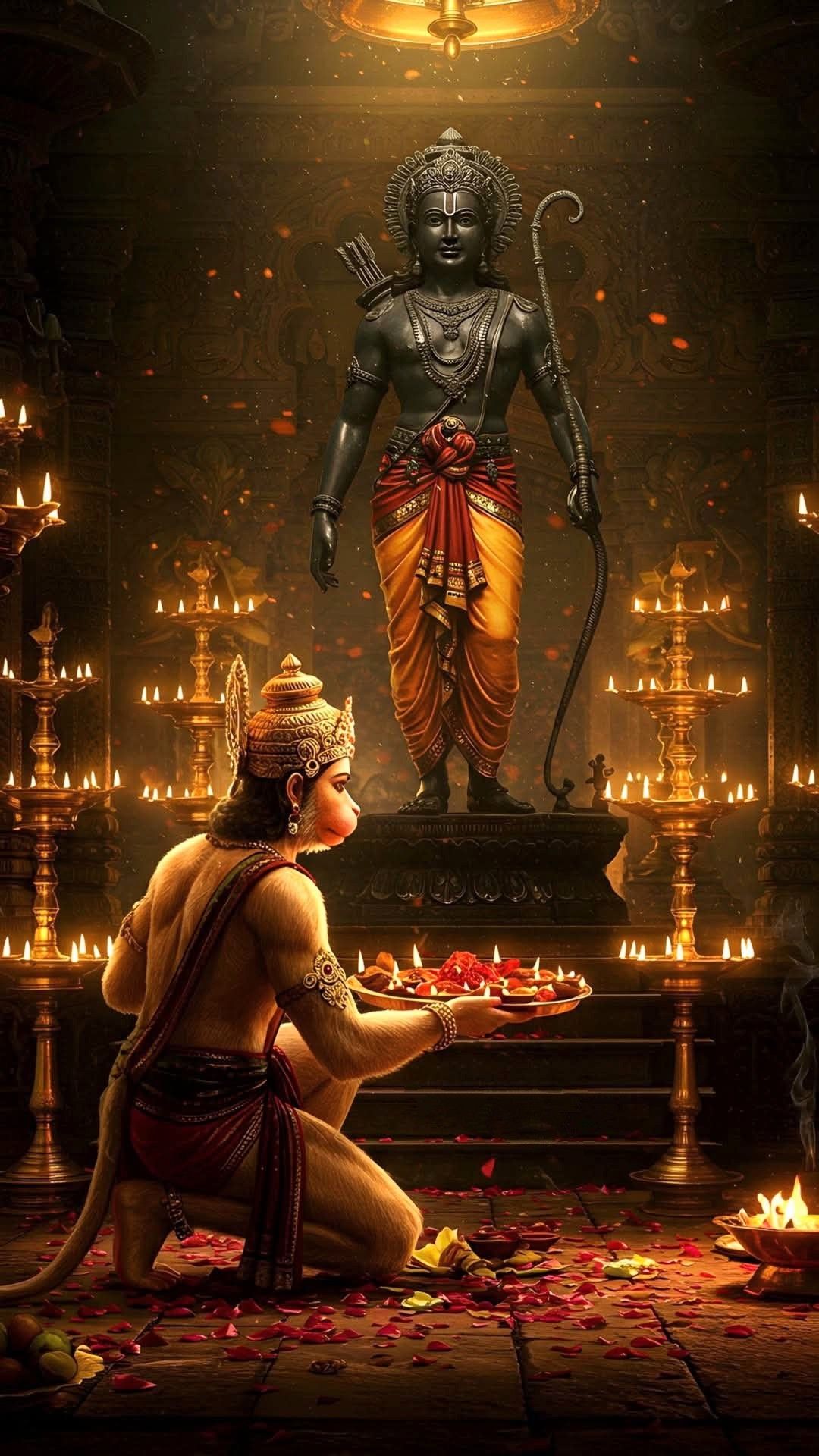 Hanuman offers prayer to Lord Ram
