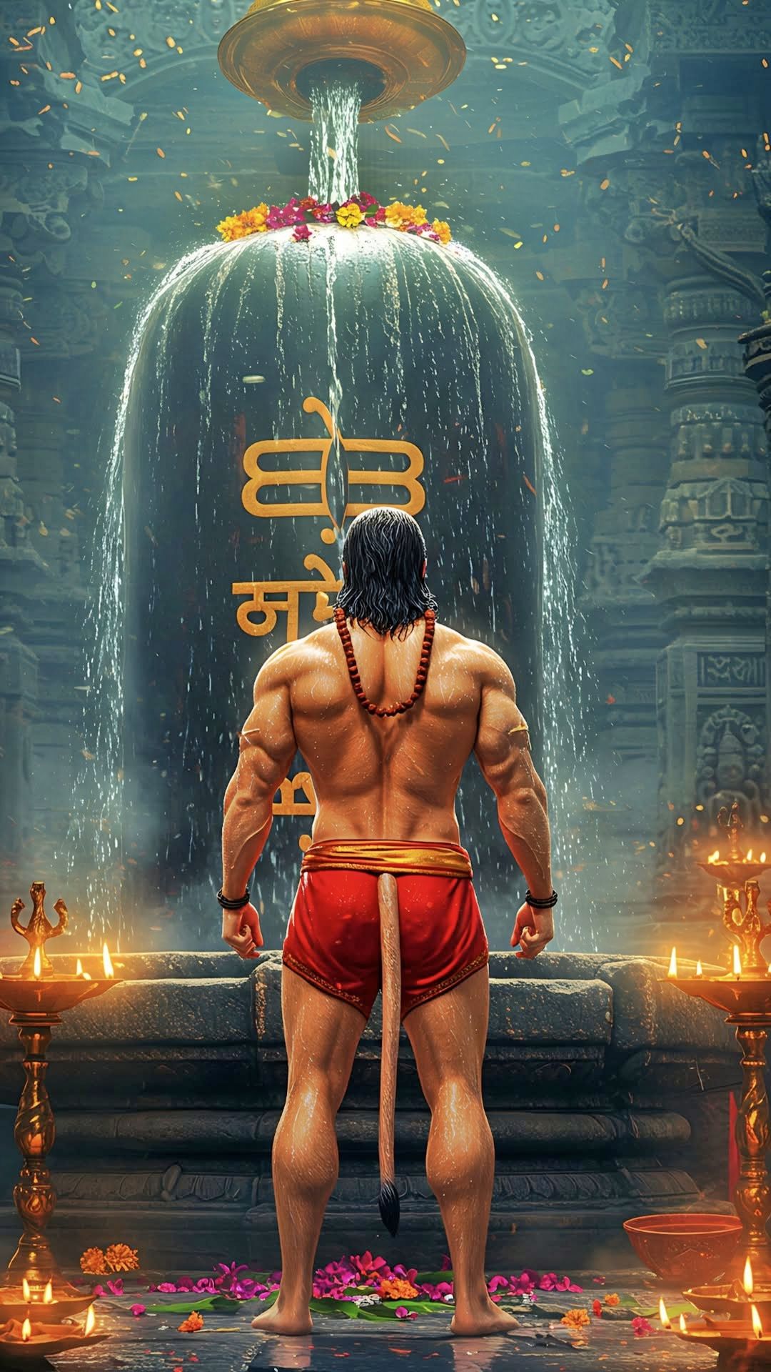 Hanuman at a sacred waterfall temple