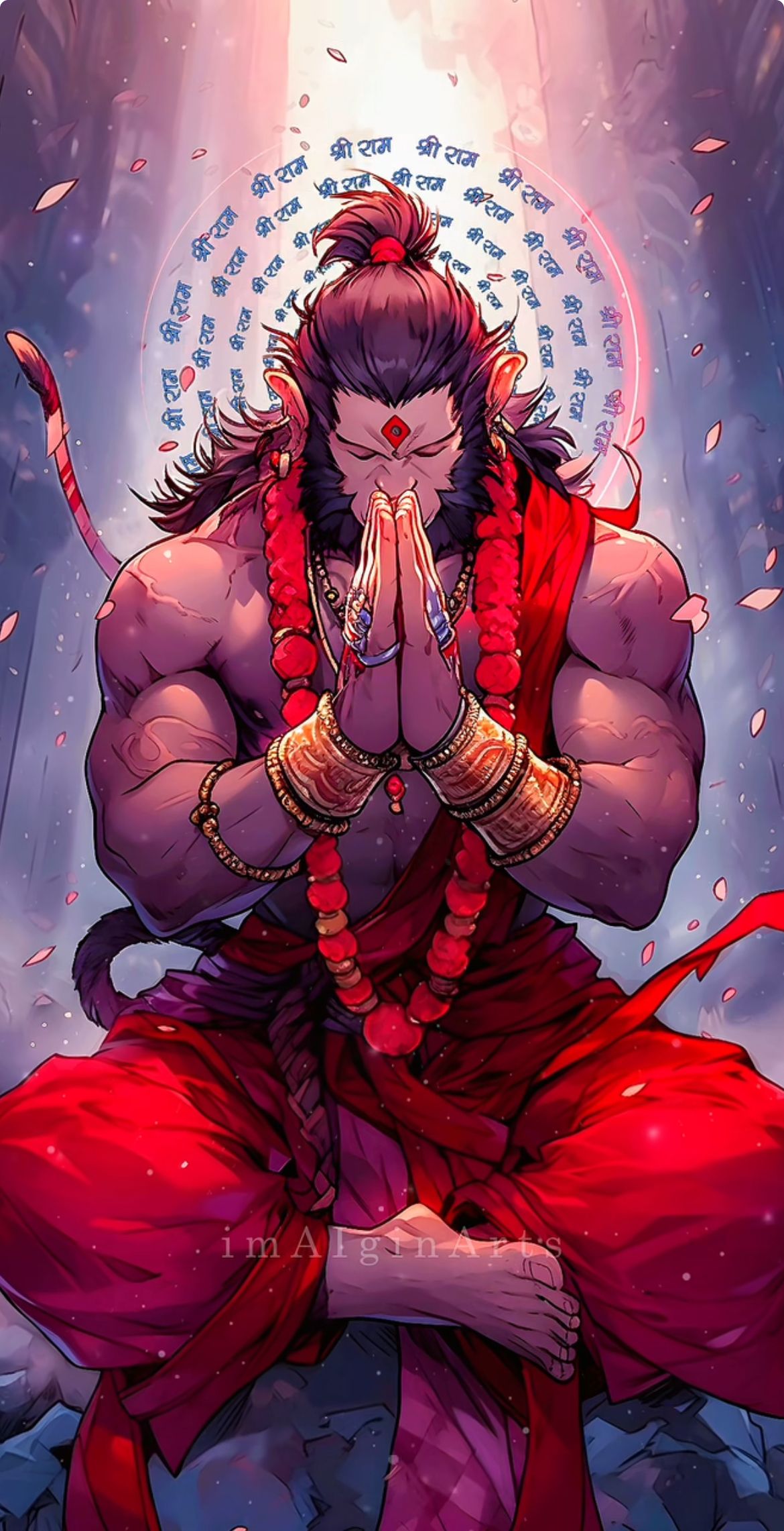 Hanuman in prayer, devotional wallpaper