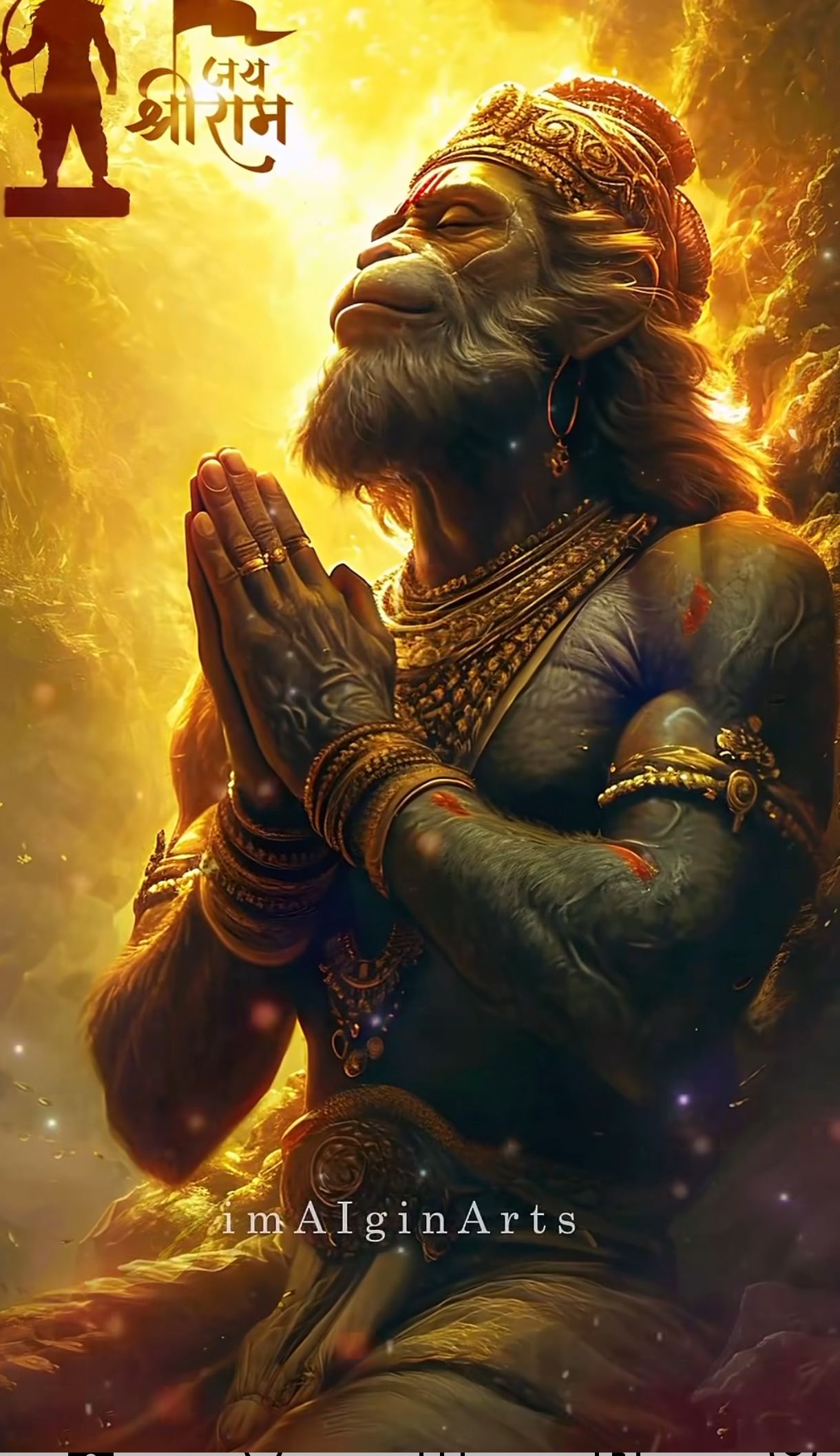 Hanuman in prayerful devotion