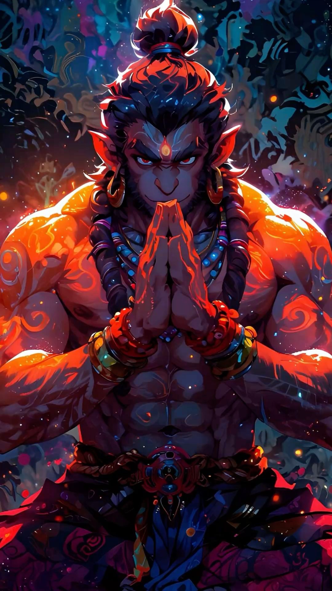 Hanuman in prayer, digital art wallpaper