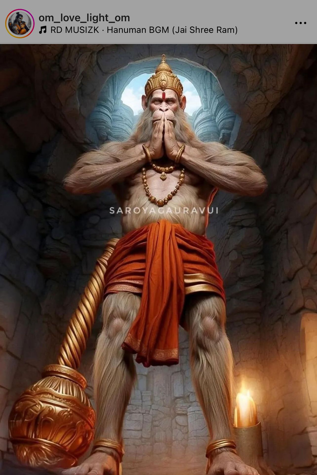 Hanuman in prayerful pose, divine image