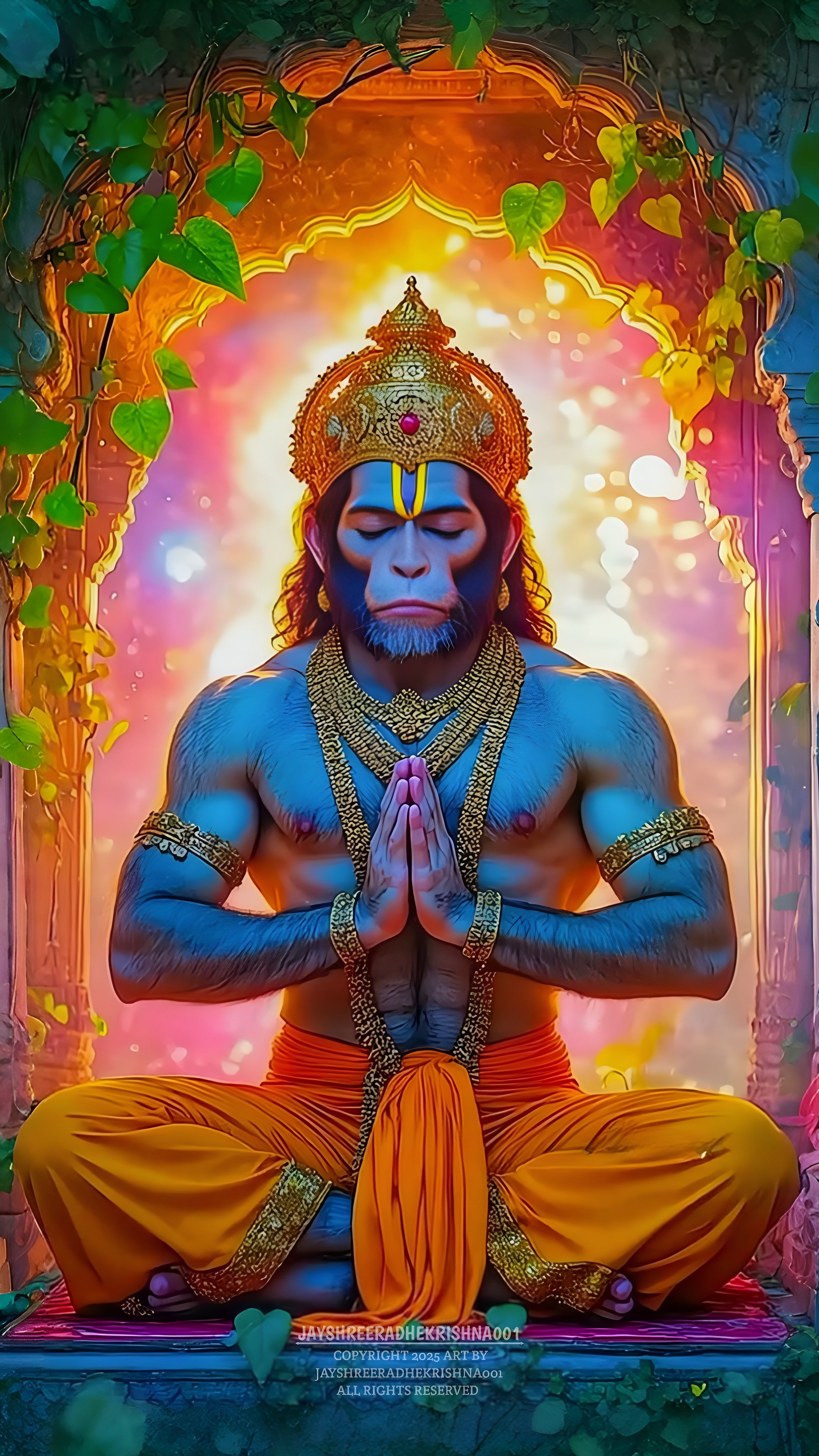 Hanuman in prayerful, reverent pose