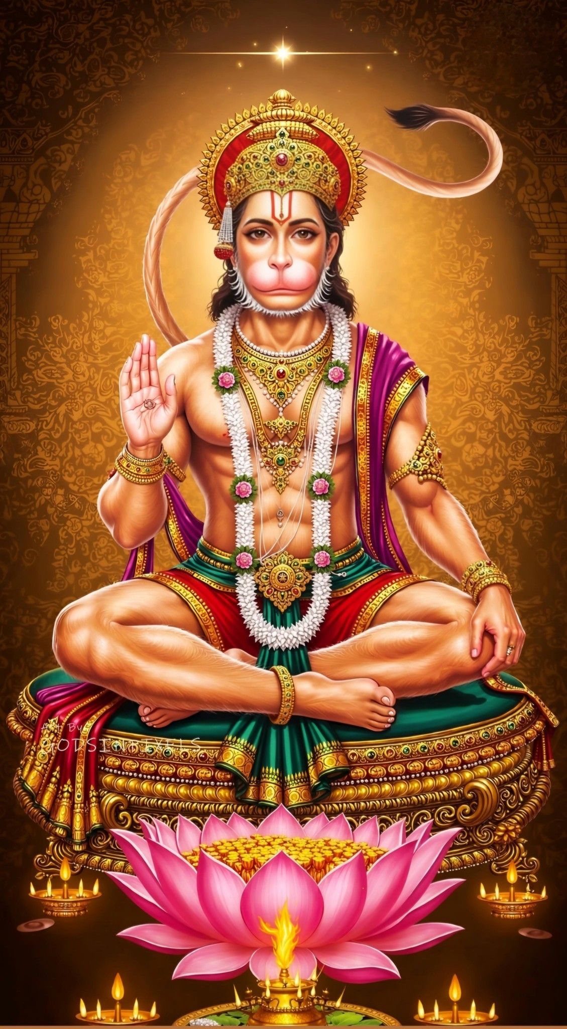 Hanuman seated in lotus position