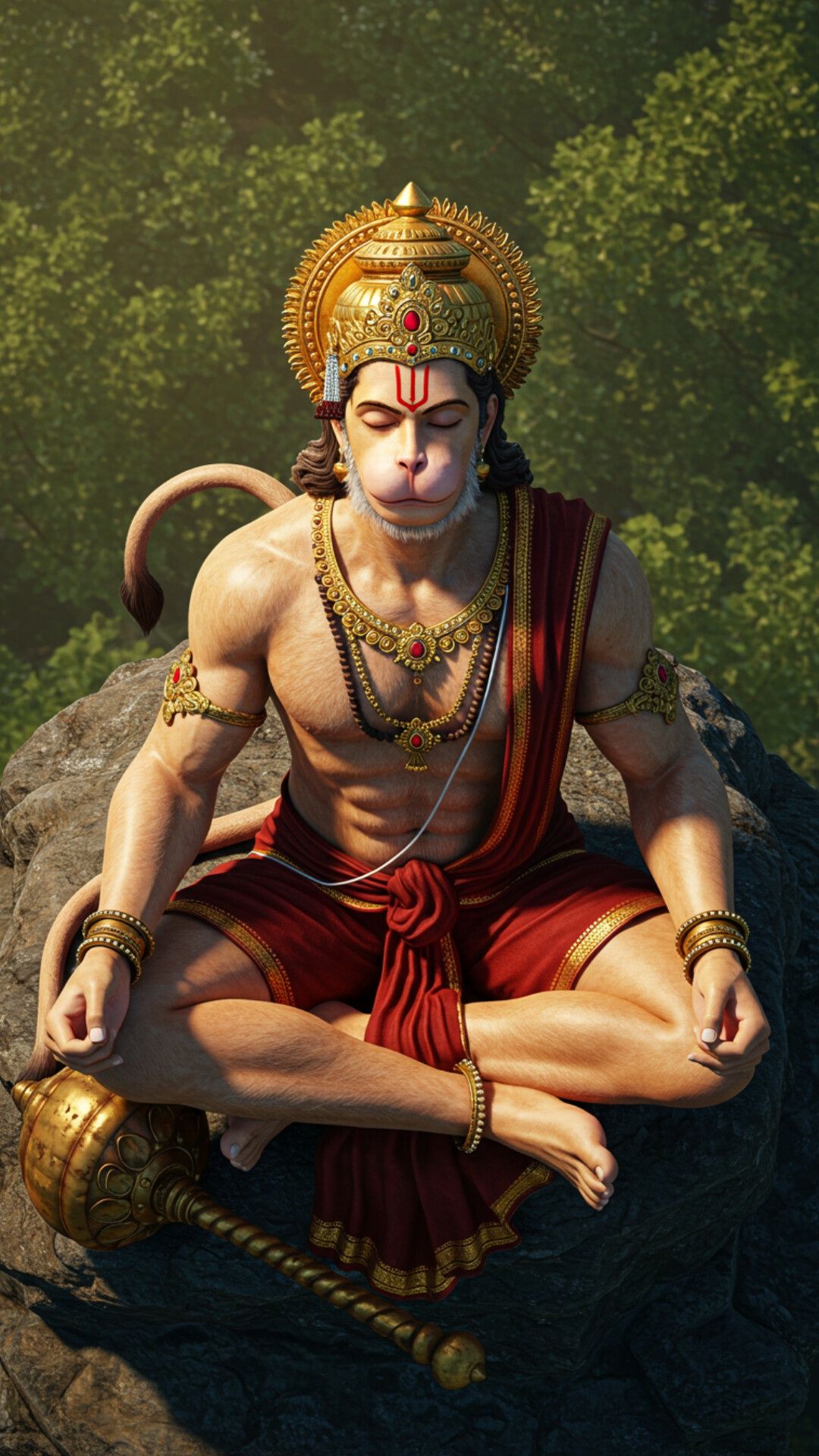 Hanuman in meditative seated pose