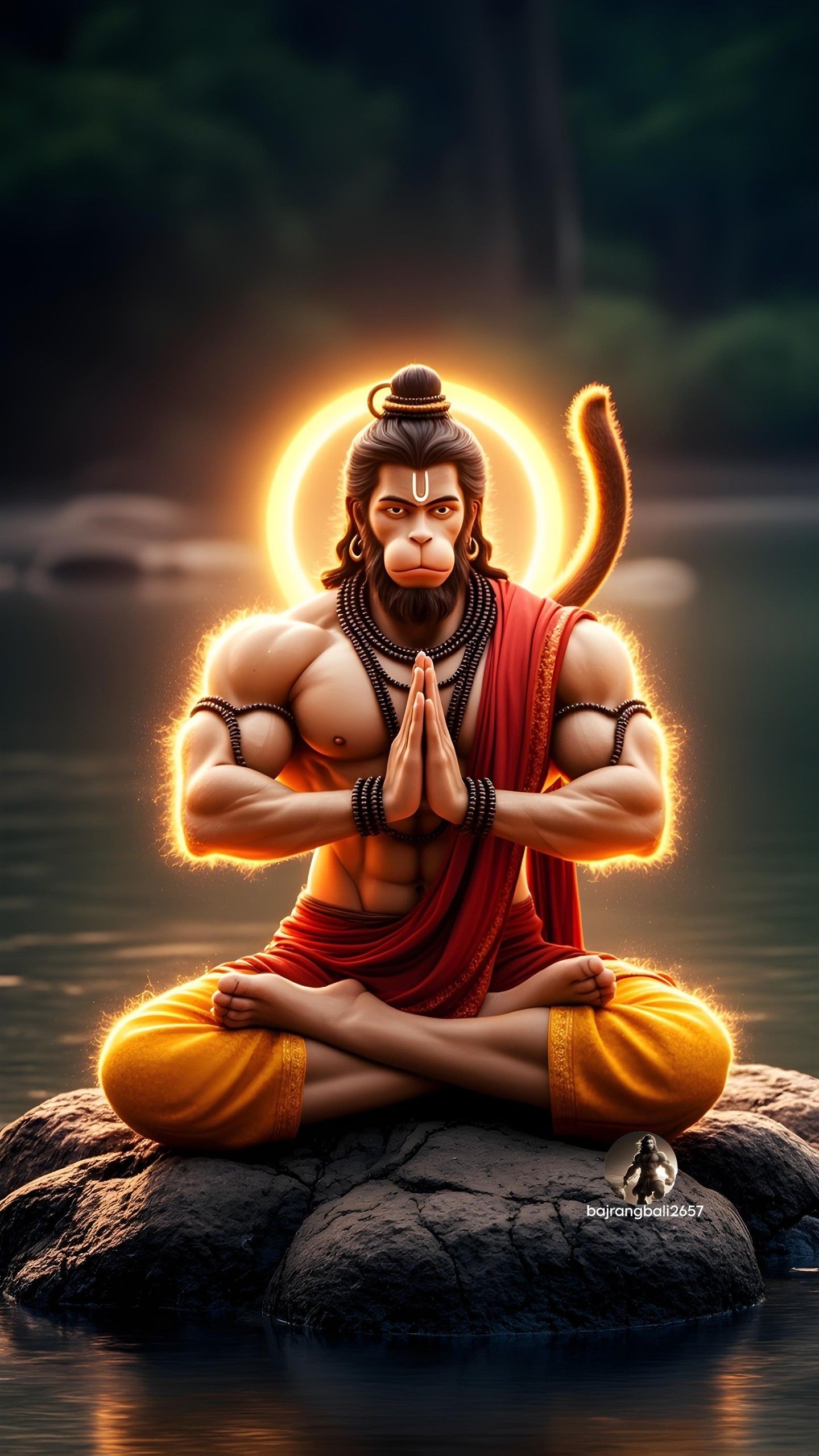 Hanuman meditating in lotus position
