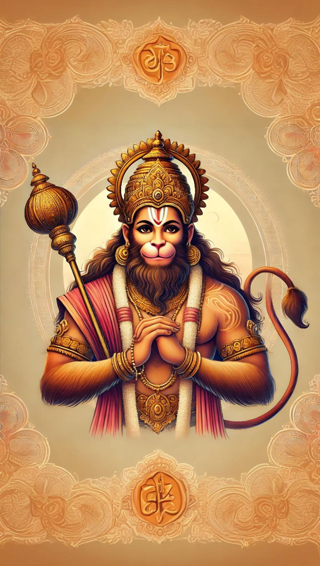 Hanuman with mace, divine portrait.