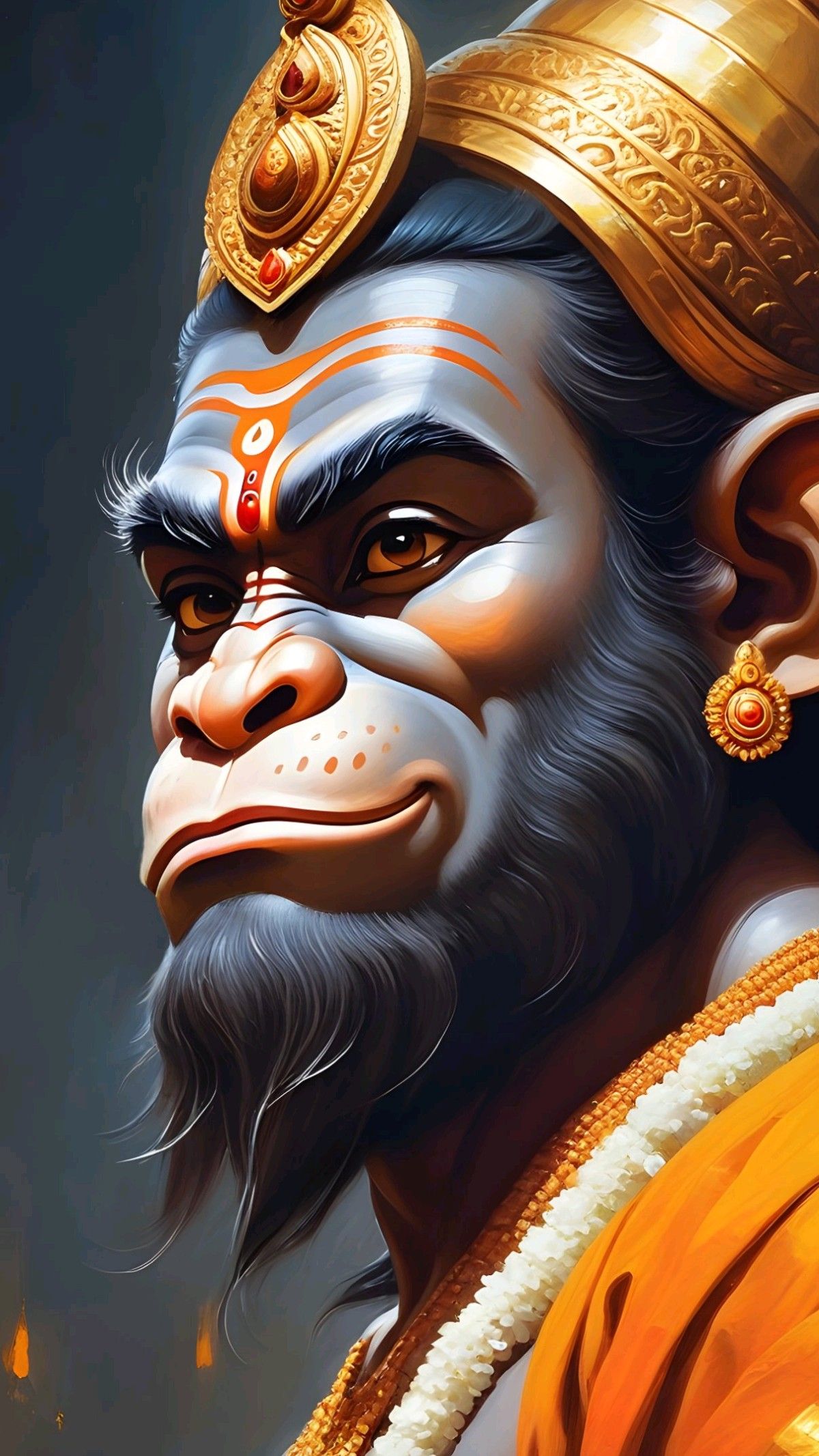 Close-up portrait of Lord Hanuman.