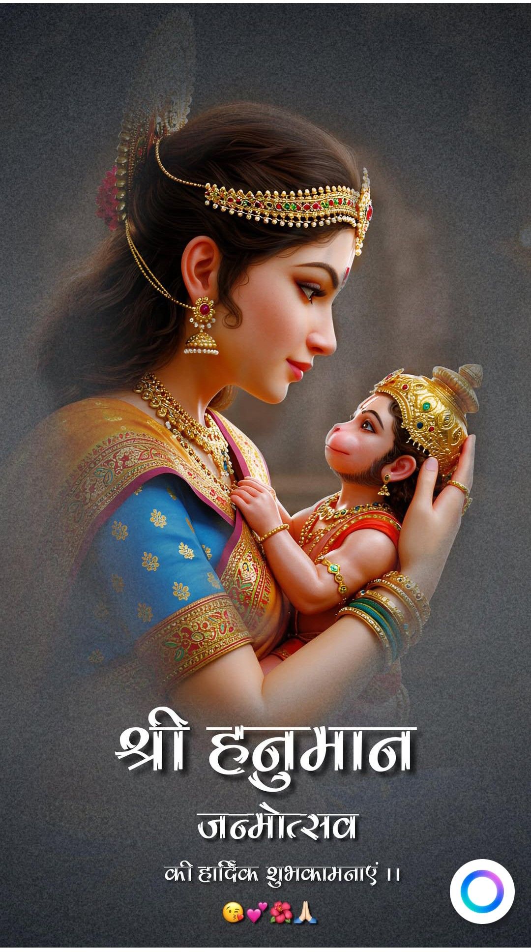 Baby Hanuman with his mother