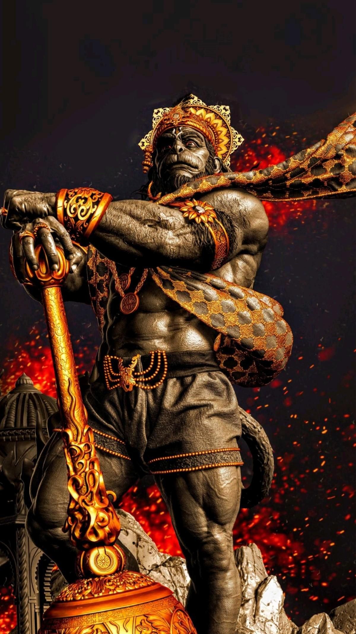 Hanuman carrying Sanjeevani mountain powerfully