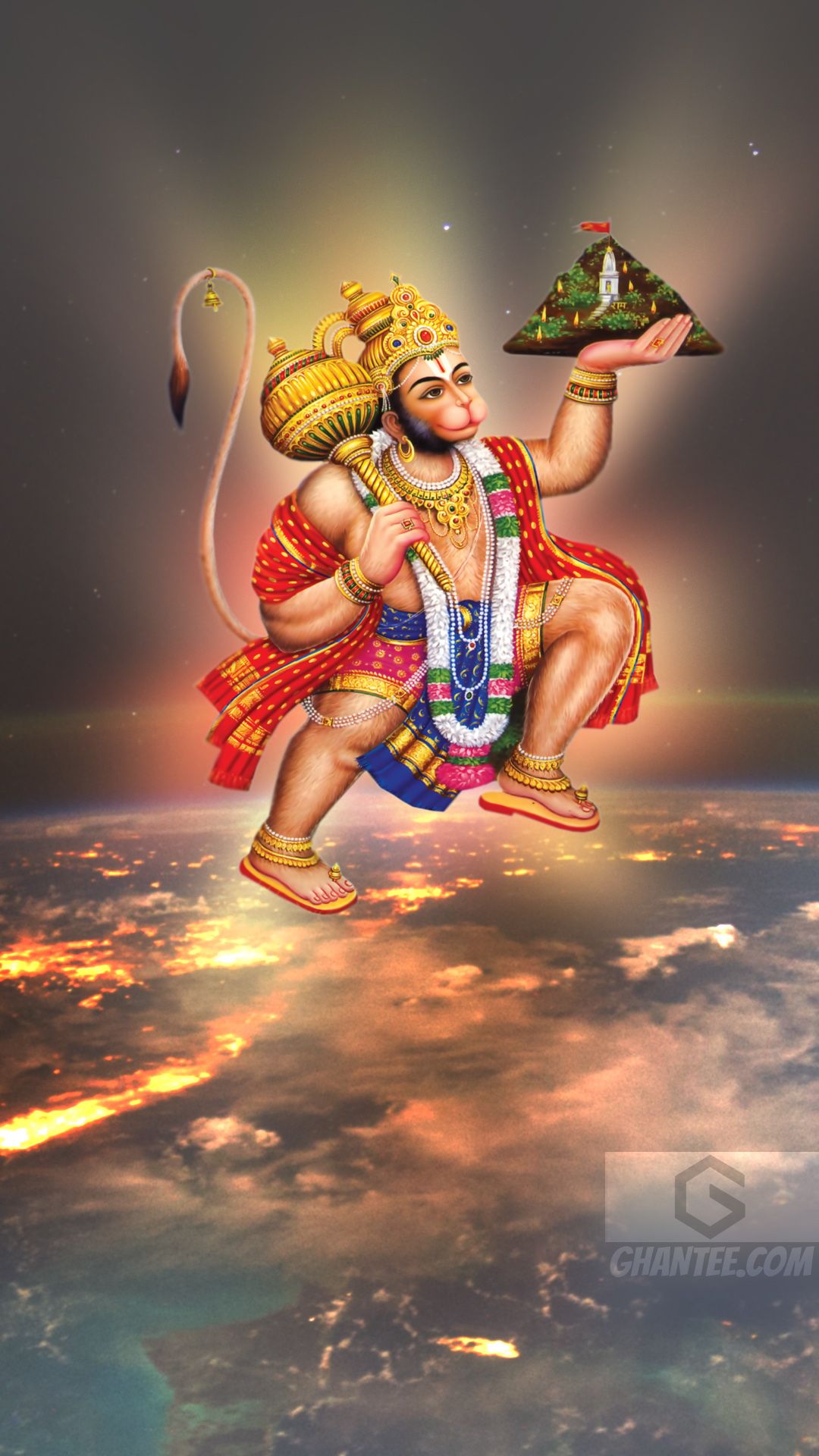 Hanuman carrying the Sanjeevani mountain