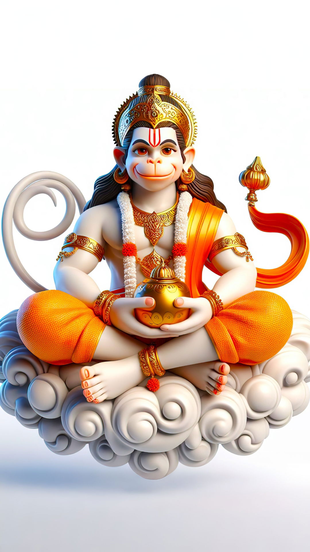 Hanumanji seated on clouds, divine form