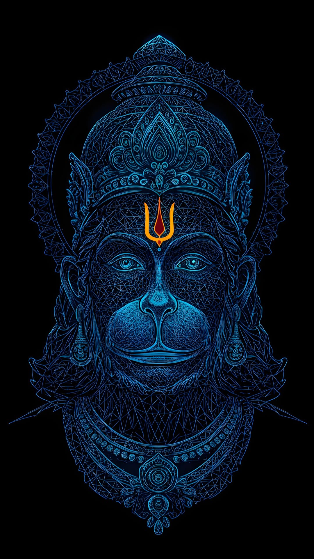 Intricate portrait of Lord Hanuman face.