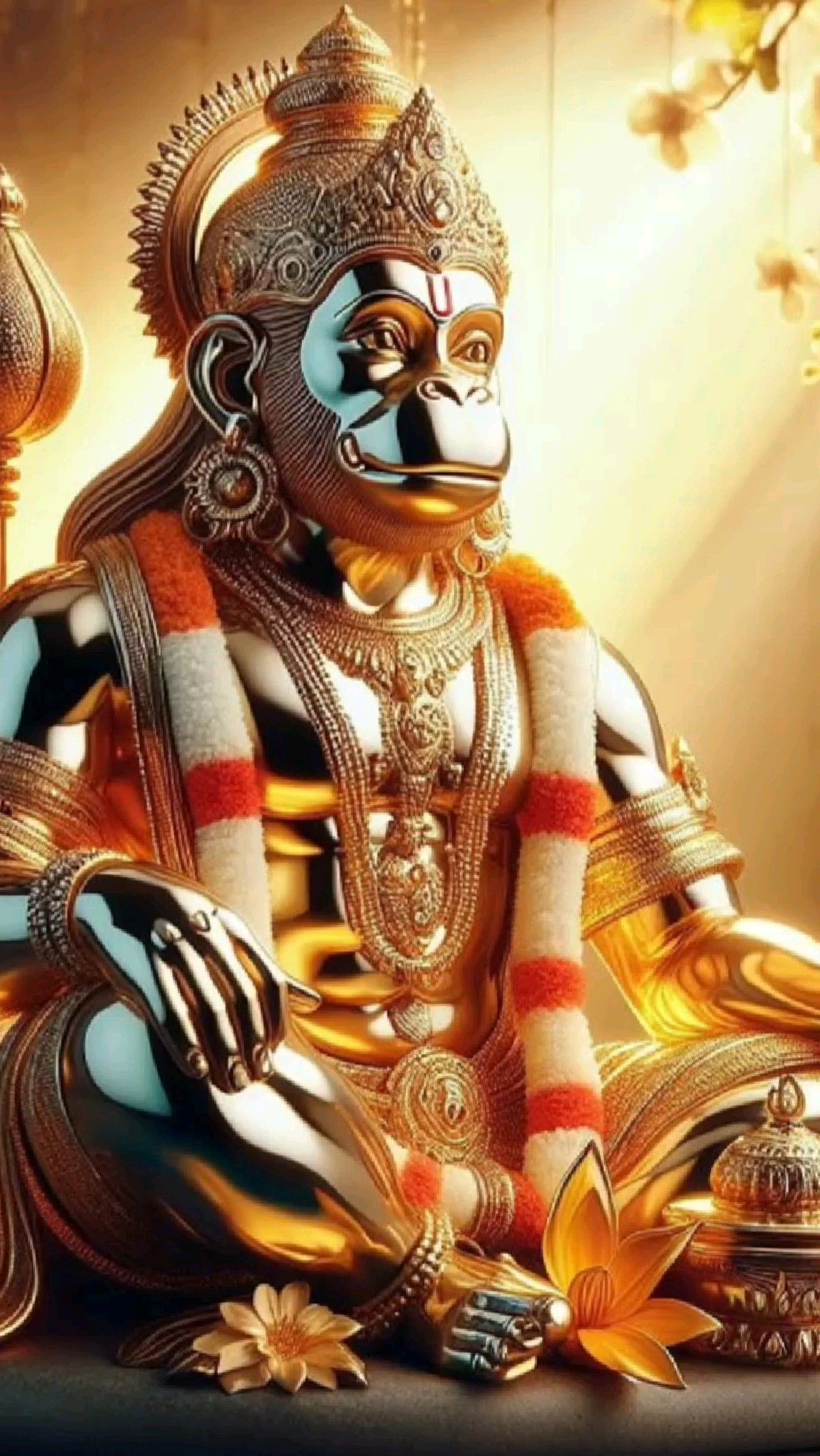 Hanuman seated in golden splendor