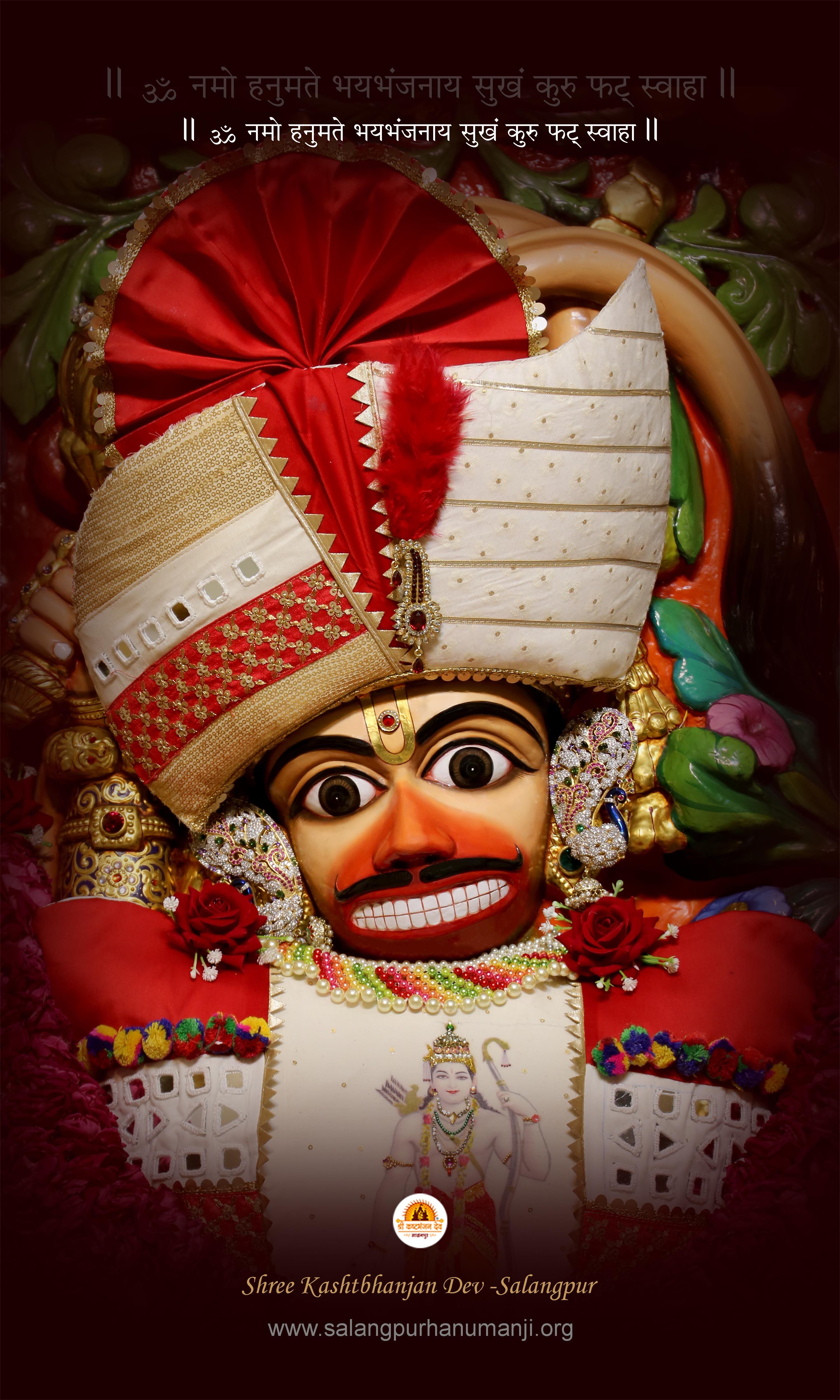 Vibrant Hanuman portrait with floral adornments
