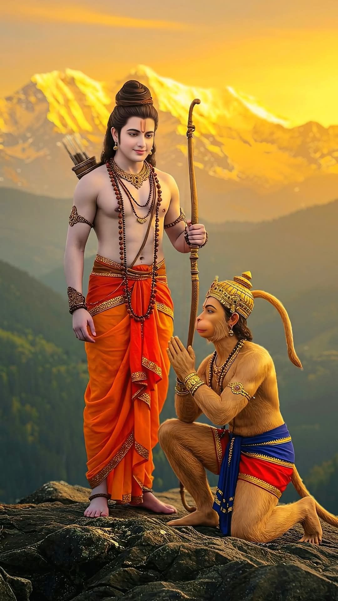 Hanuman worships Lord Rama in forest