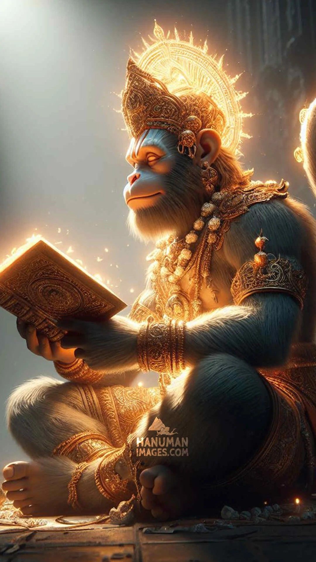 Hanuman reading sacred scripture