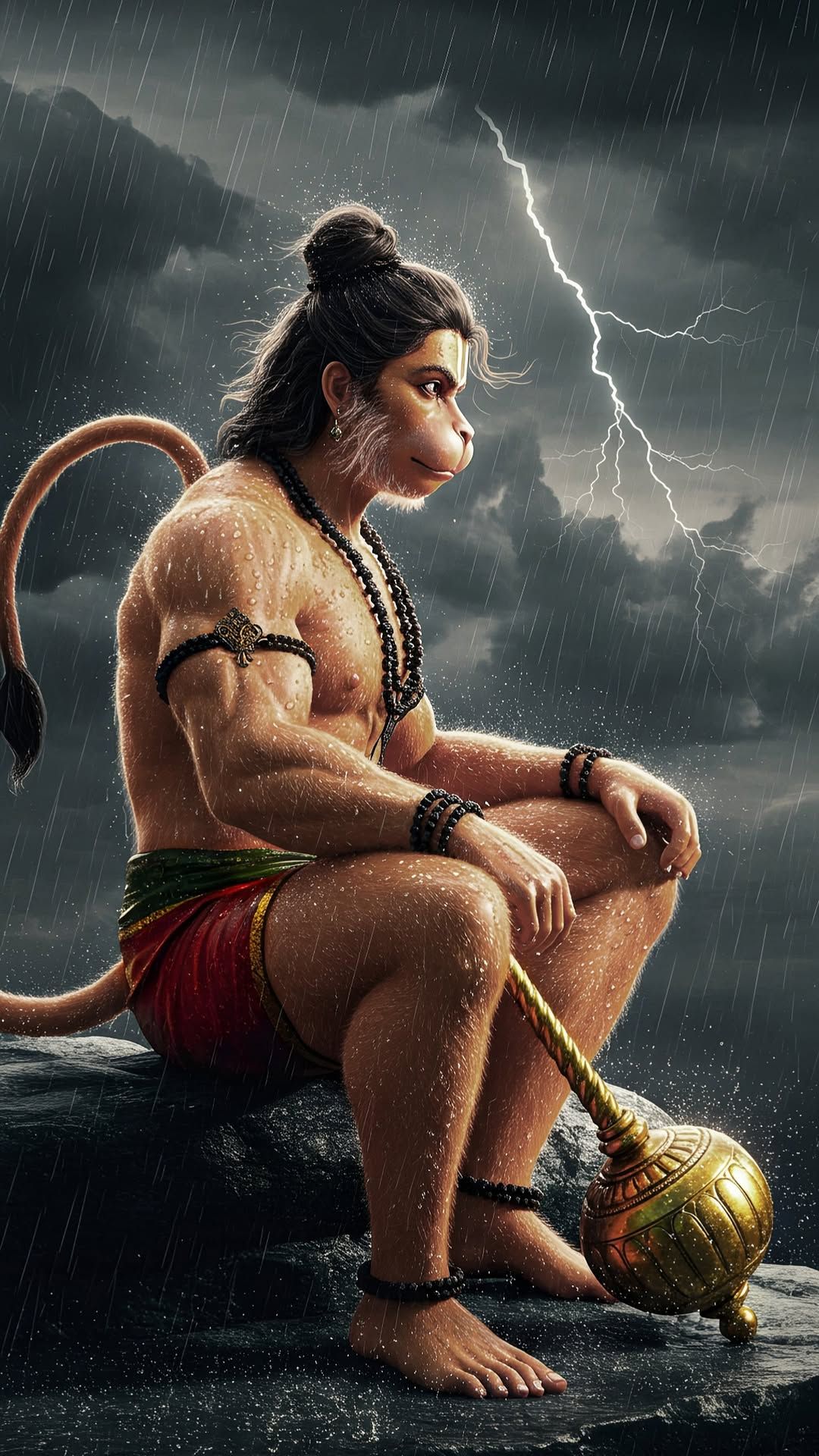 Hanuman amidst a raging thunderstorm