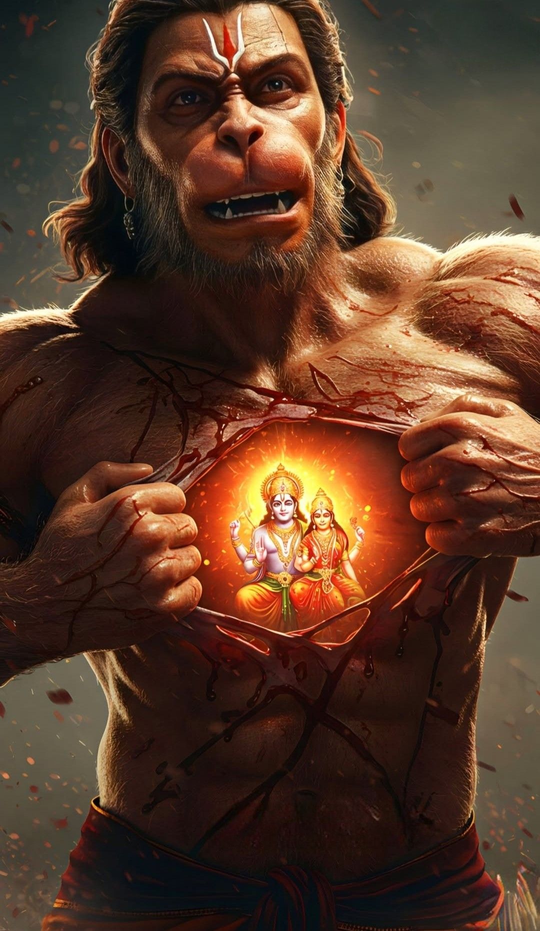 Hanuman revealing Ram and Sita.