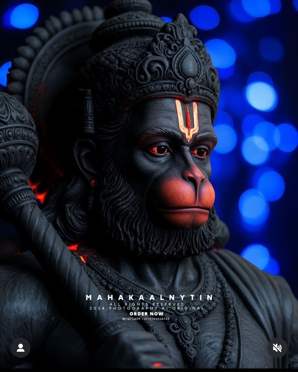 Powerful Hanuman portrait with fiery gaze