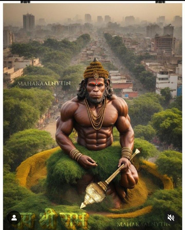 Hanuman stands strong overlooking the city