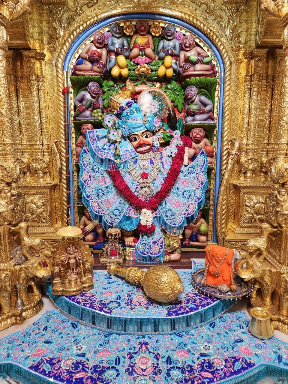 Hanumanji idol in a decorated temple
