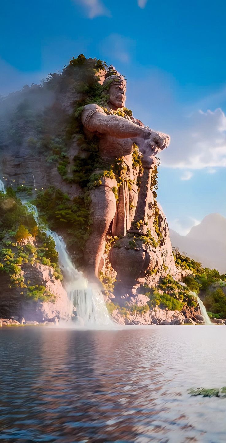 Hanuman emerging from a mountain