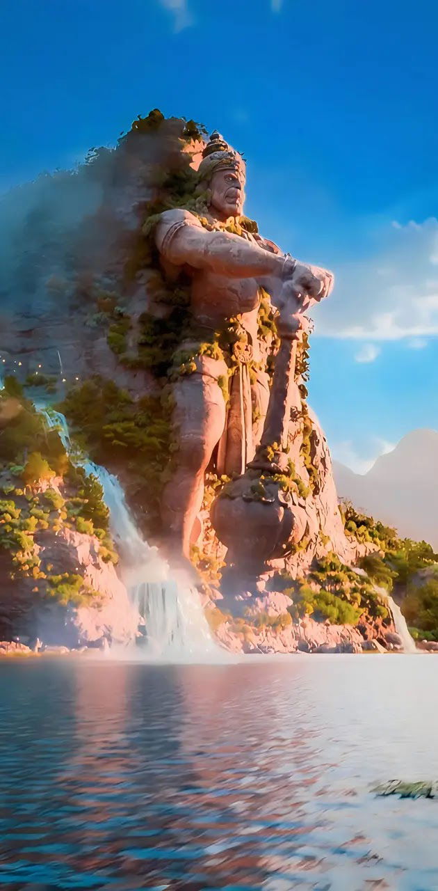 Hanuman rises from the mountain