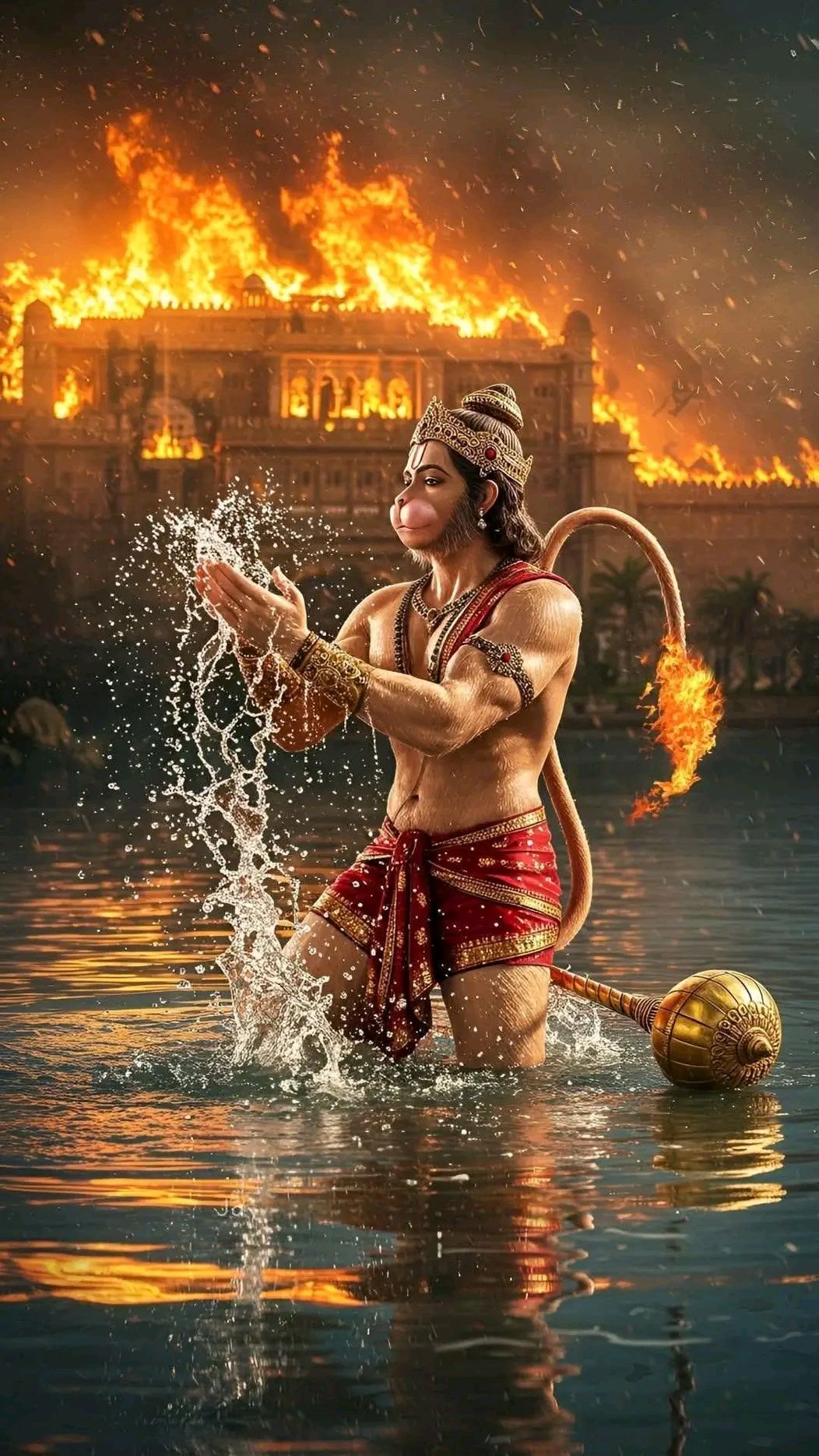 Hanuman emerging from the ocean