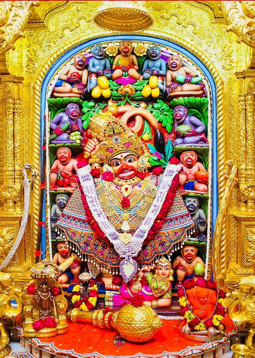 Hanuman with golden mace, temple art