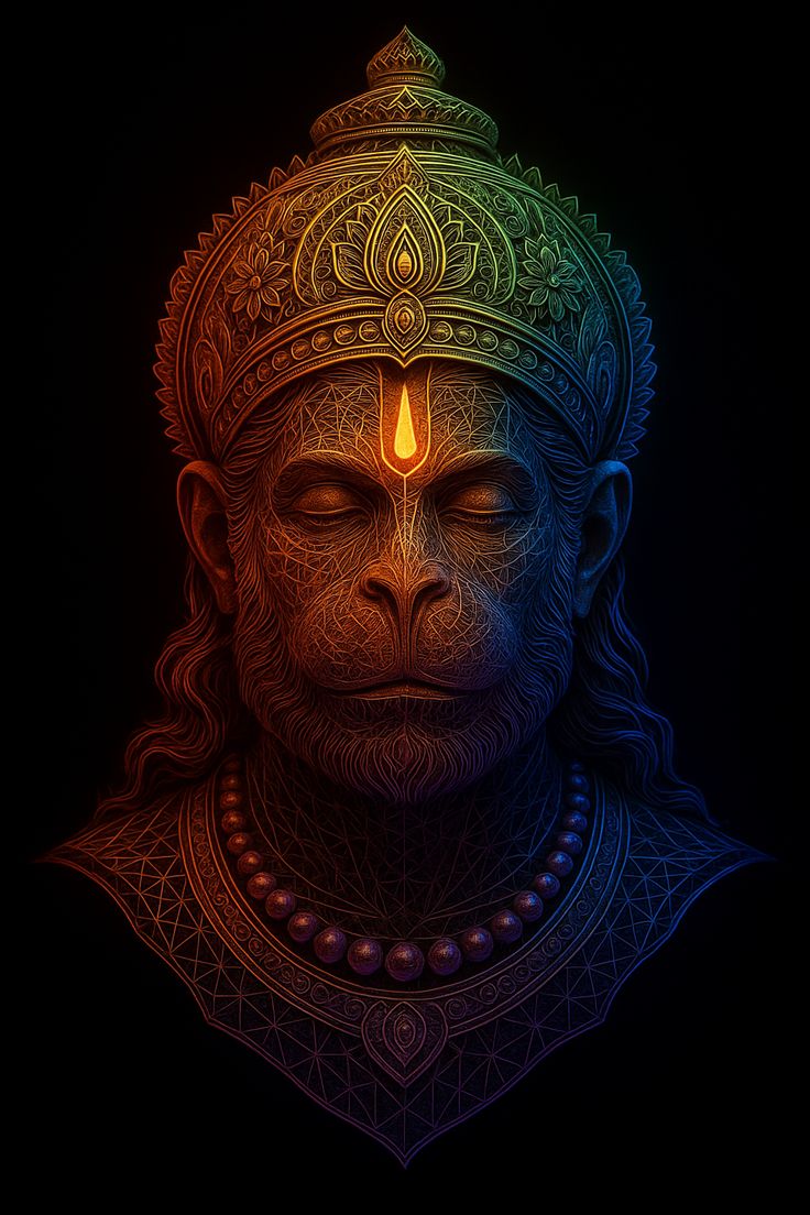 Colorful Hanuman face, divine portrait