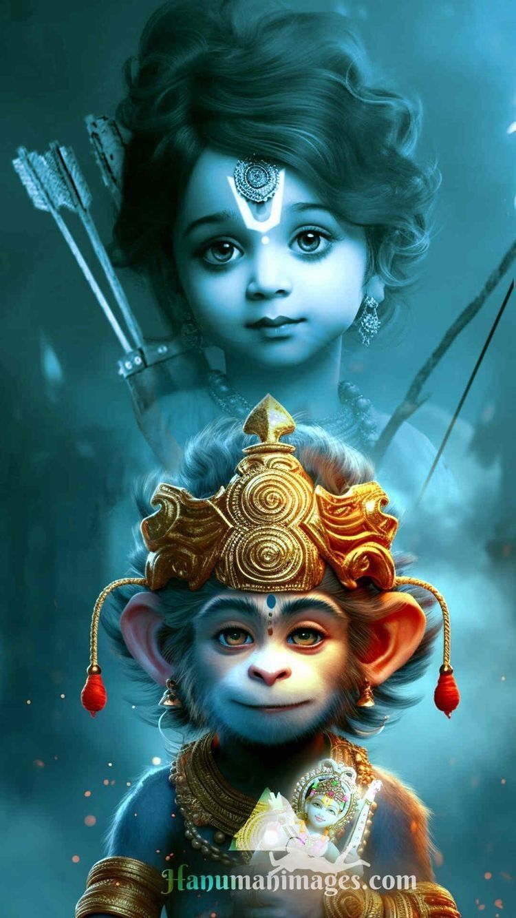 Hanuman gazes at Lord Ram with devotion