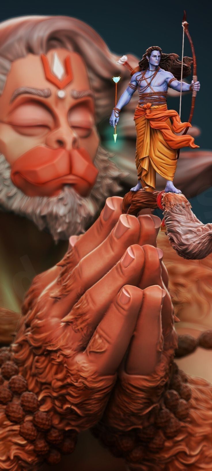 Hanuman with Lord Ram, devotional wallpaper