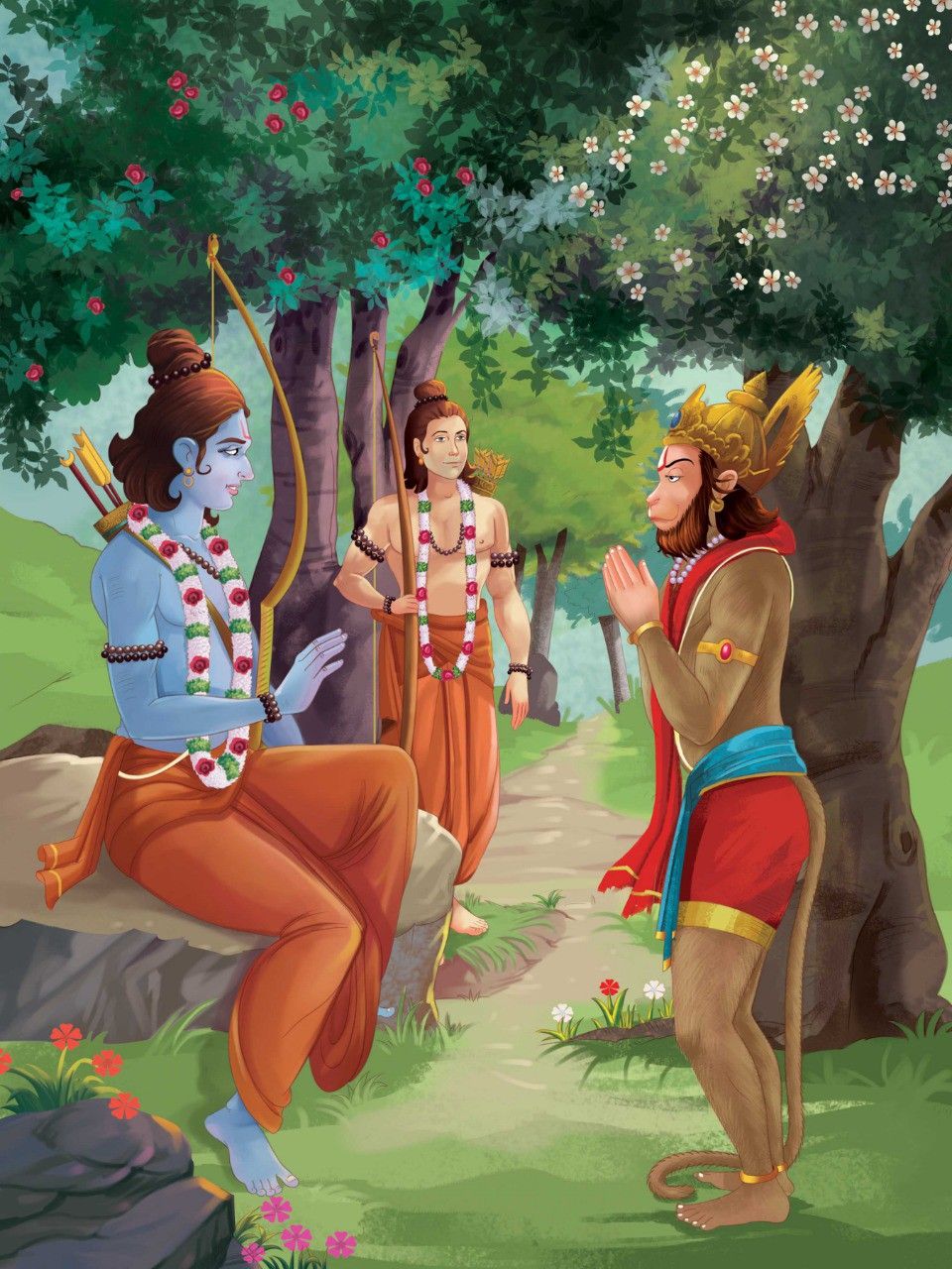 Lord Ram with Hanuman and Lakshman.