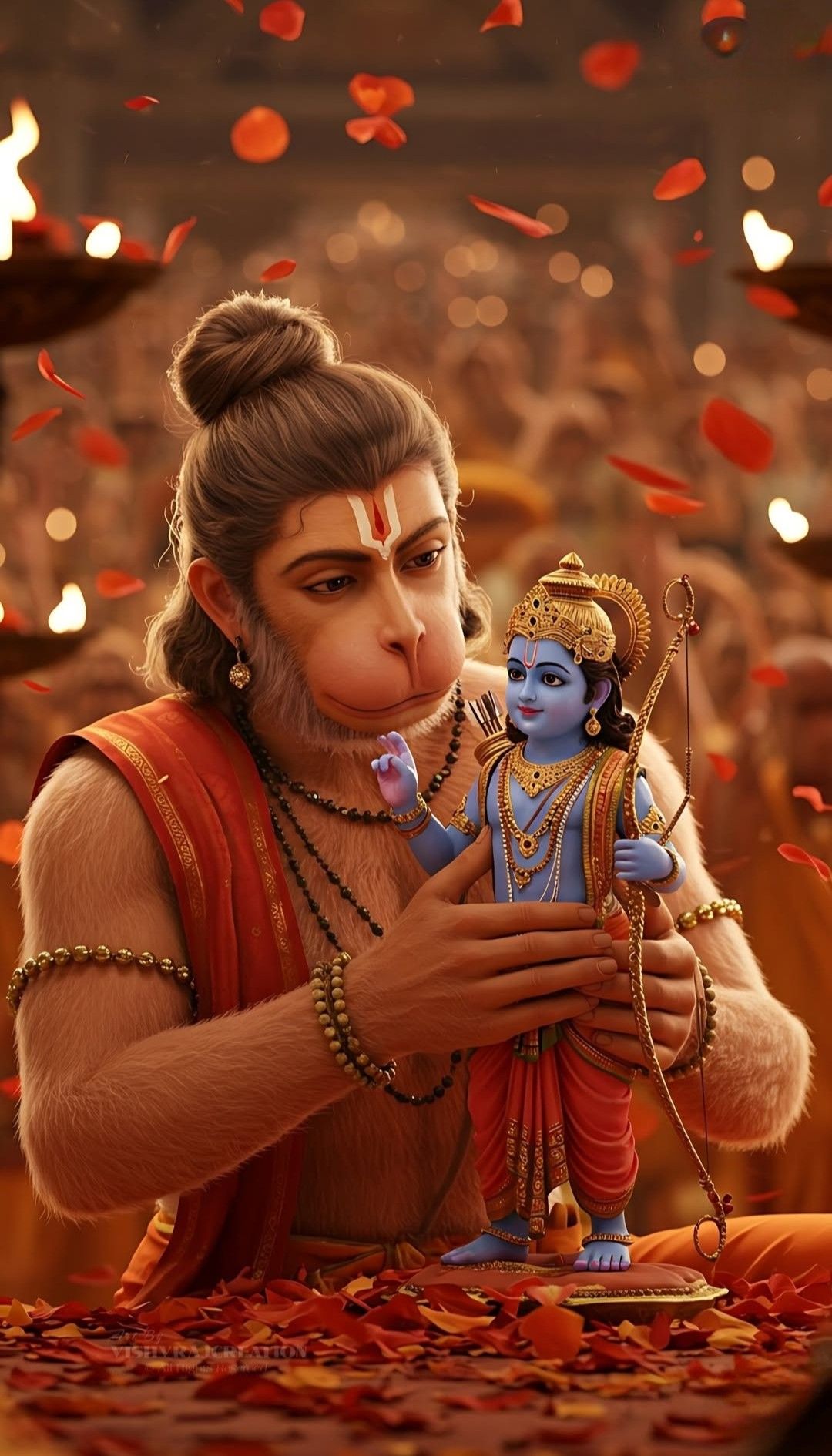 Hanuman holding baby Lord Ram