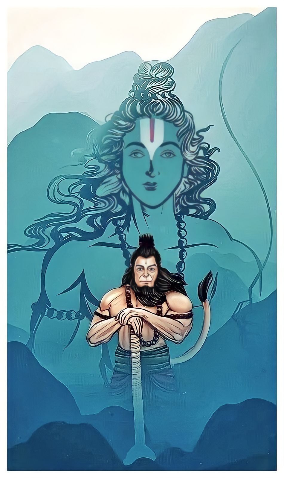 Hanuman stands before Lord Ram