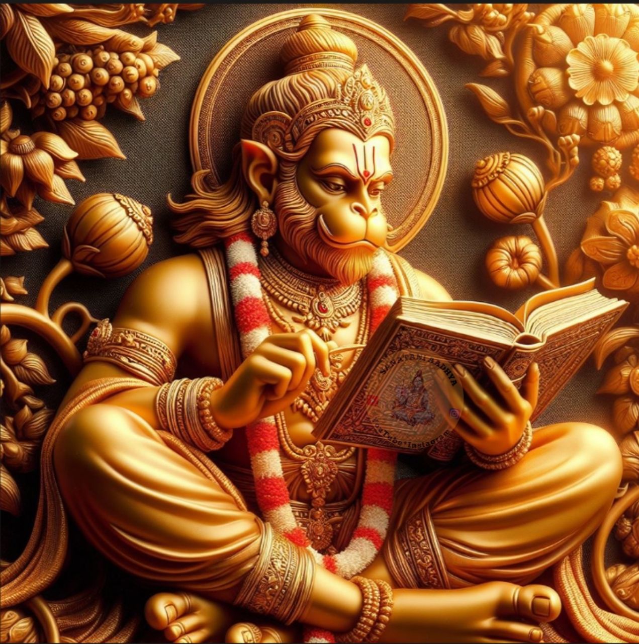 Hanuman reading the sacred scriptures