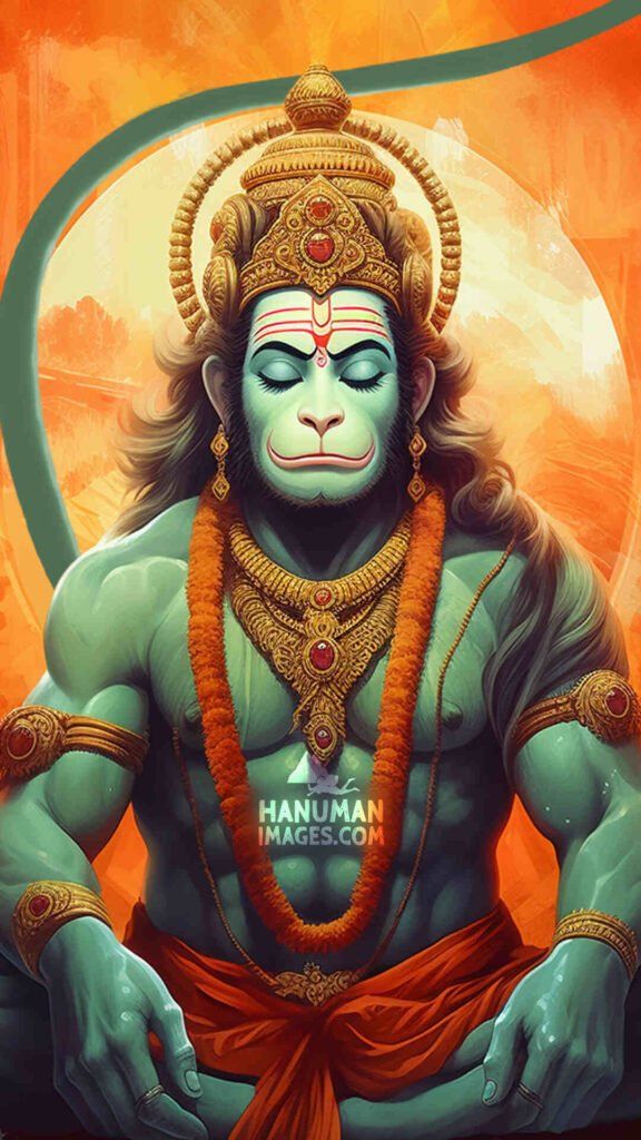 Hanuman in meditative pose, divine portrait