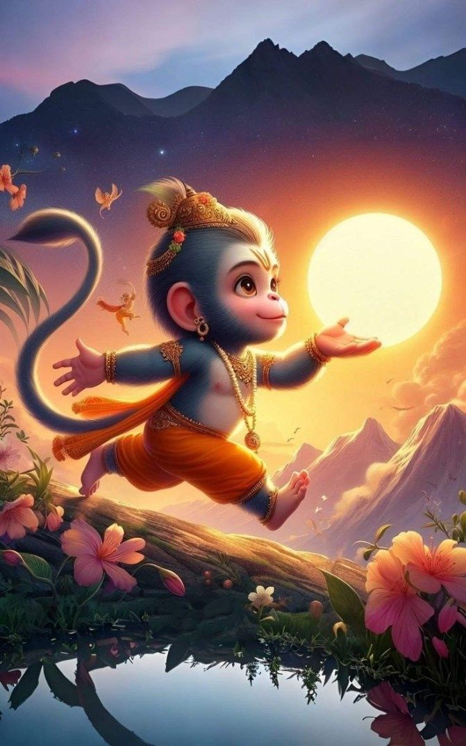 Young Hanuman leaps towards the sun