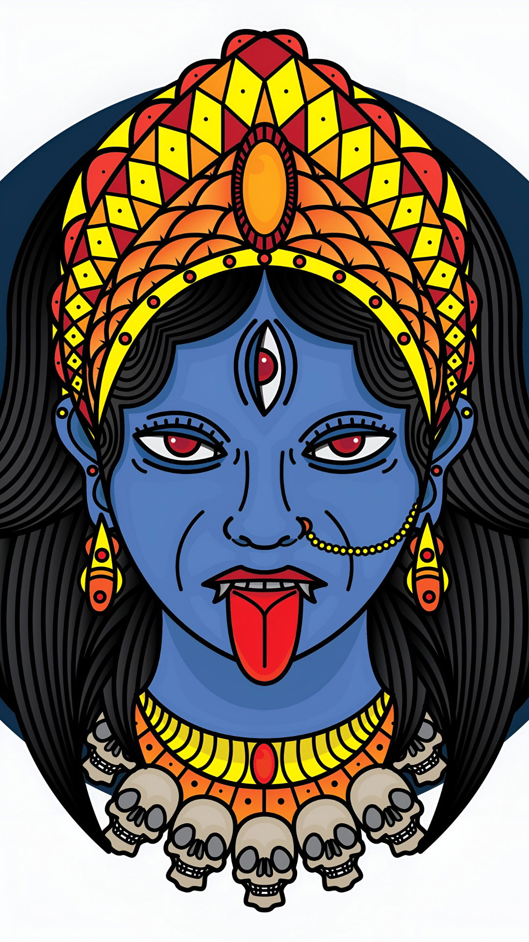 Fierce Kali Maa face illustration