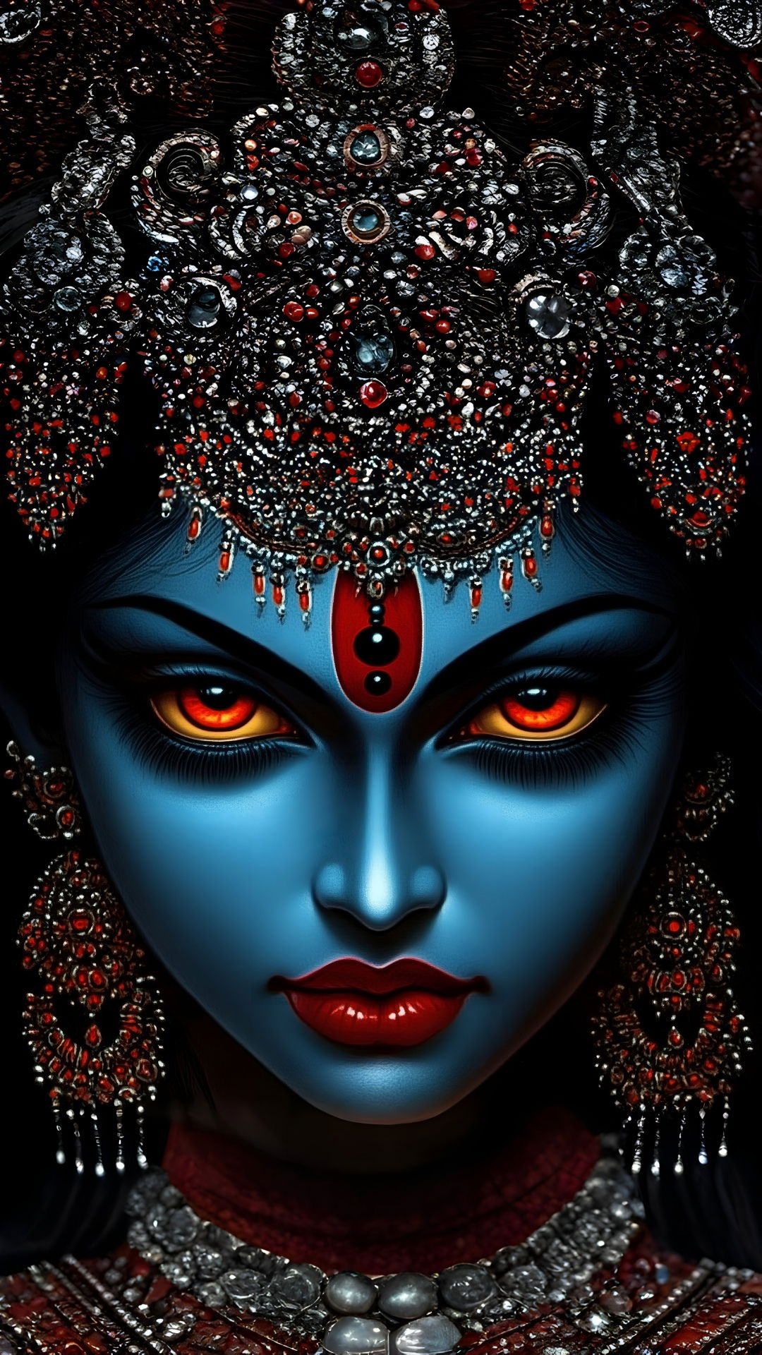 Intense Kali Maa face with red eyes