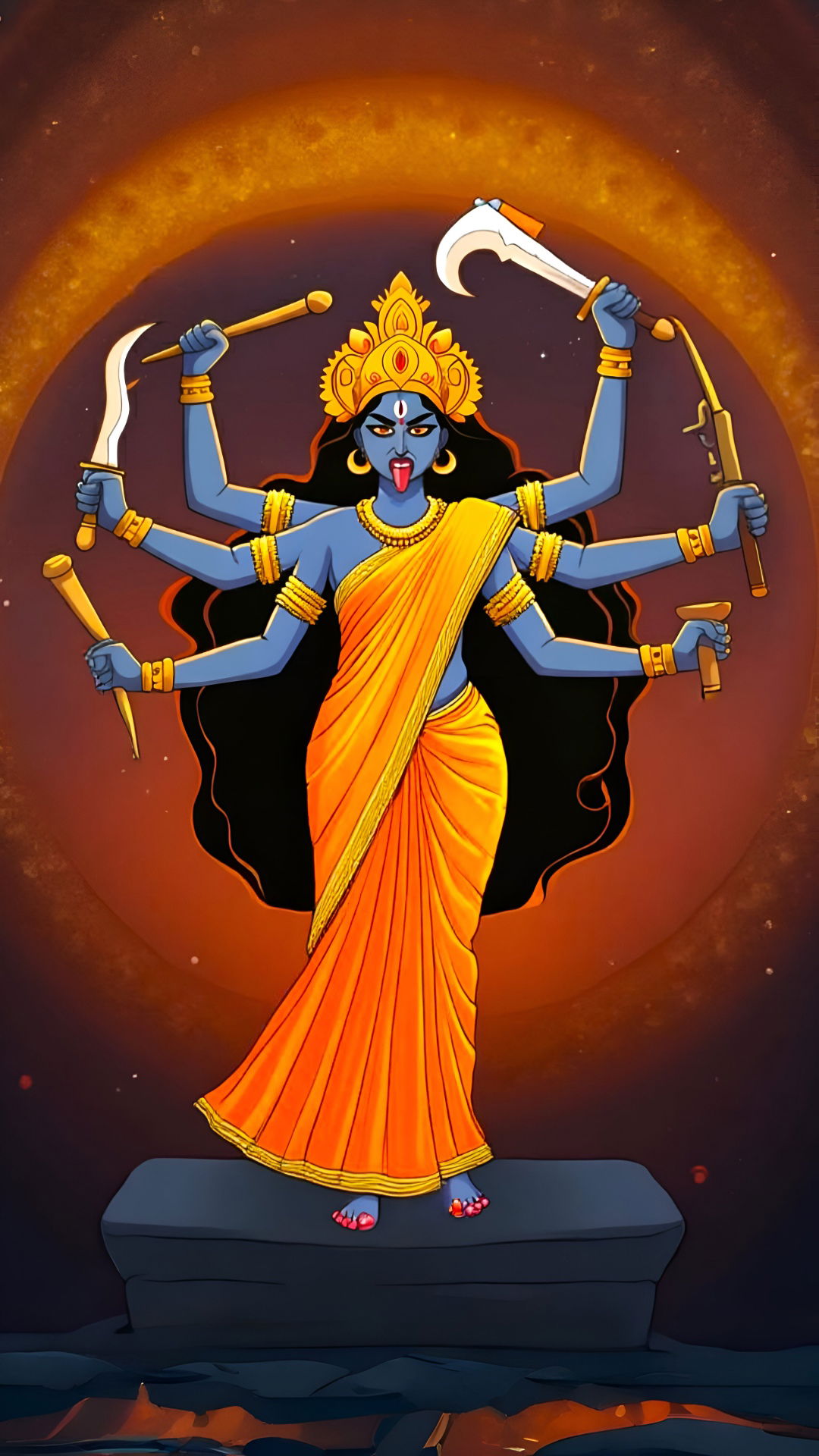 Powerful Kali Maa illustration for phones.