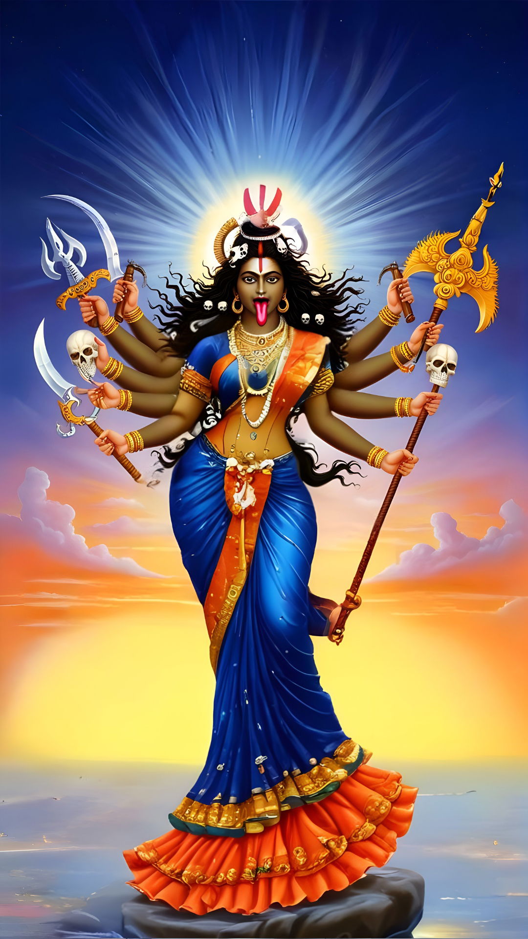Fierce Kali Maa with multiple arms