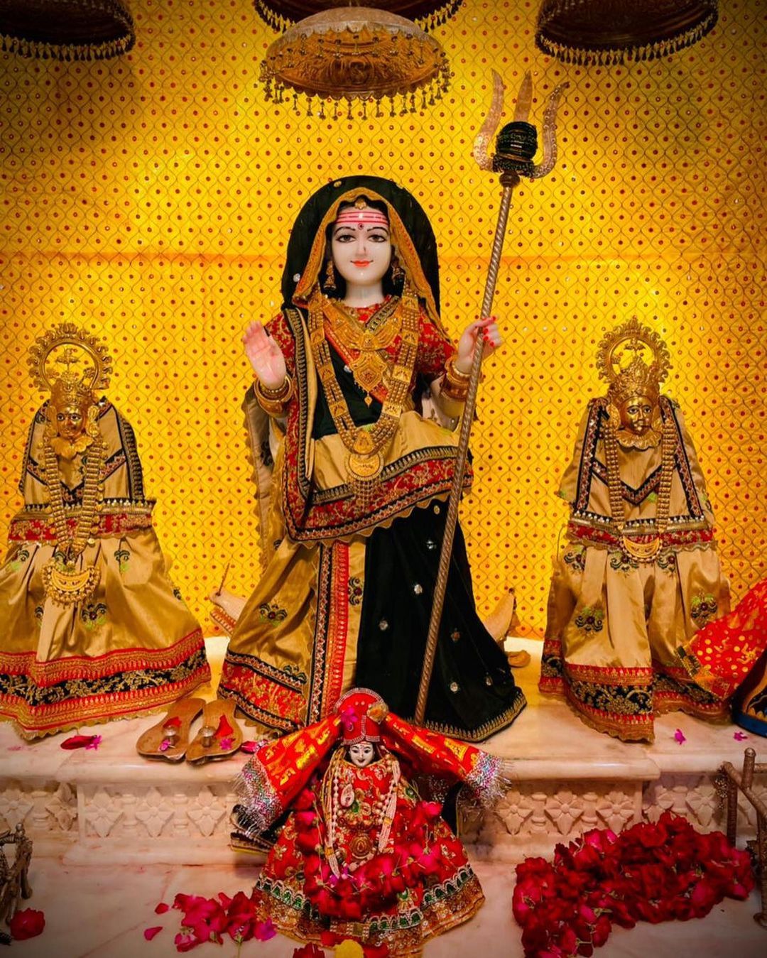Khodiyar Maa golden statue temple setting