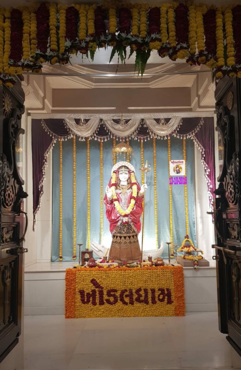 Khodiyar Maa statue in decorated temple
