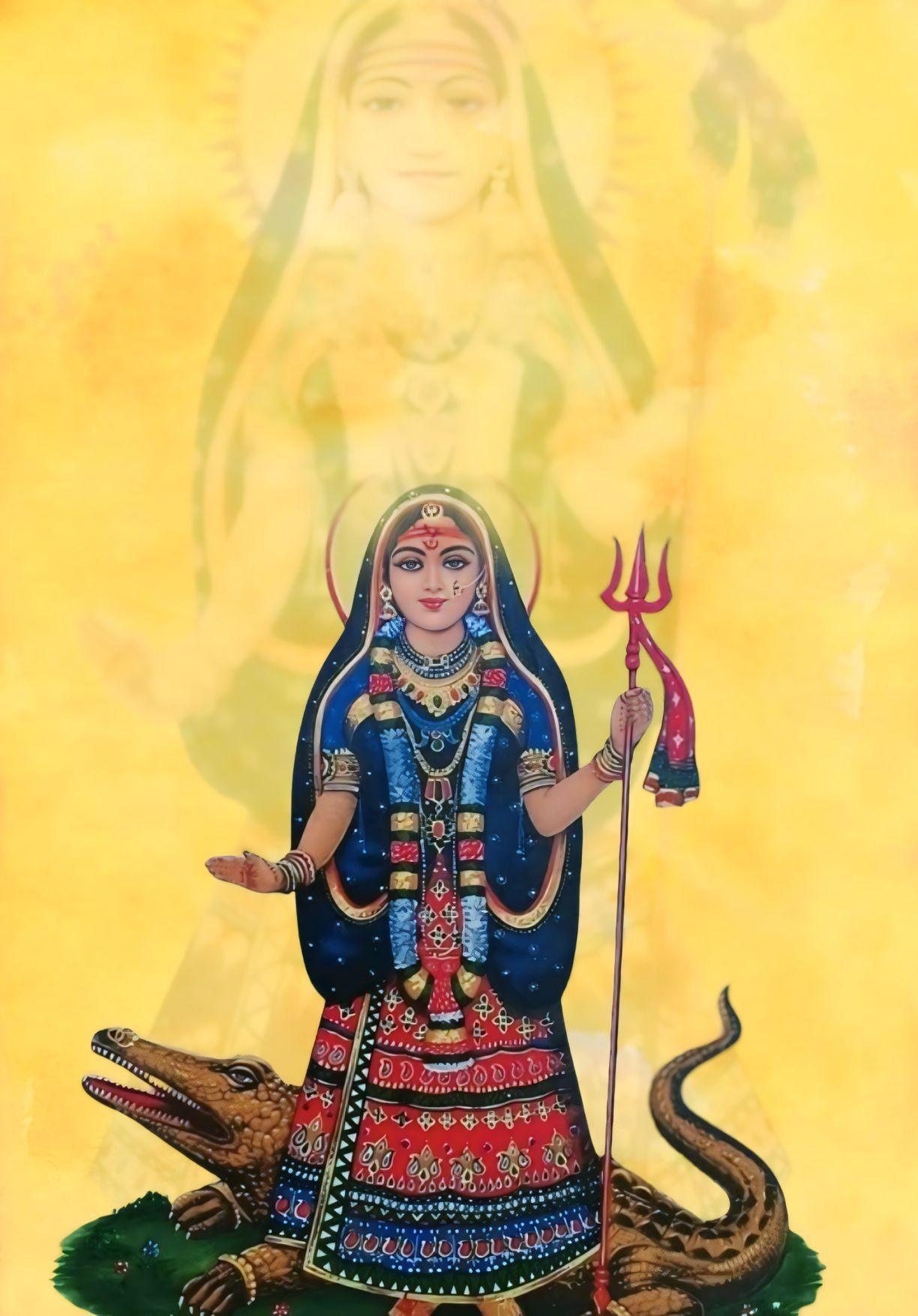 Khodiyar Maa with turtle and serpent