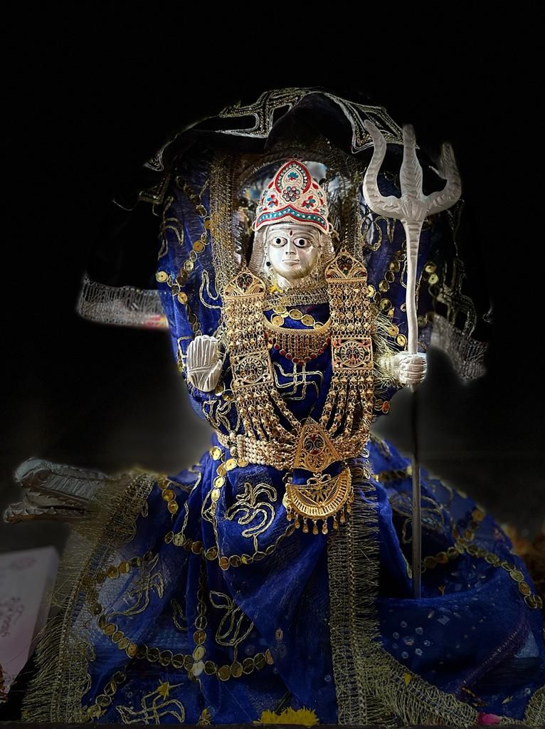 Khodiyar Maa idol with golden jewelry