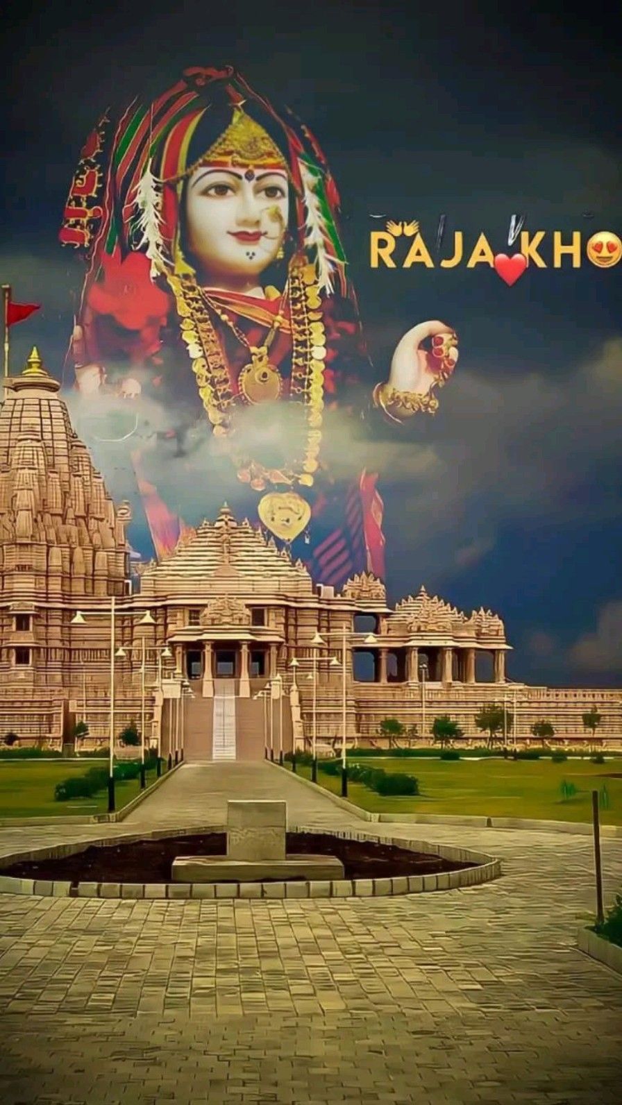 Khodiyar Maa with temple background